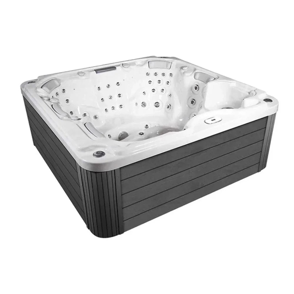 Wellis Aurora Outdoor Whirlpool mit grauer Verkleidung und eleganter Acrylschale, für Garten oder Terrasse