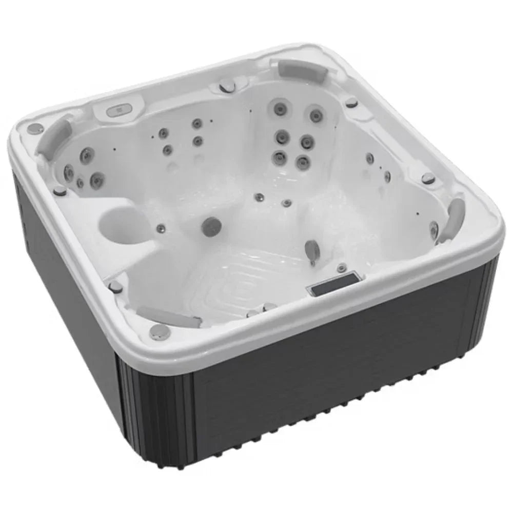 Wellis Whirlpool Orion, moderner Outdoor-Whirlpool in Weiß und Grau, hochwertige Massagedüsen