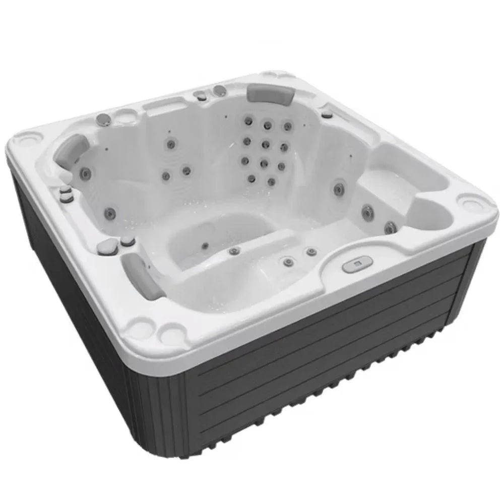 Wellis Whirlpool Vega, Outdoor Luxus-Whirlpool mit Massagedüsen, graue Verkleidung