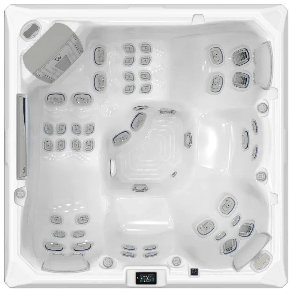 Wellis Whirlpool weiß, modernes Outdoor-Design, zahlreiche Massagedüsen, Wellness-Spa