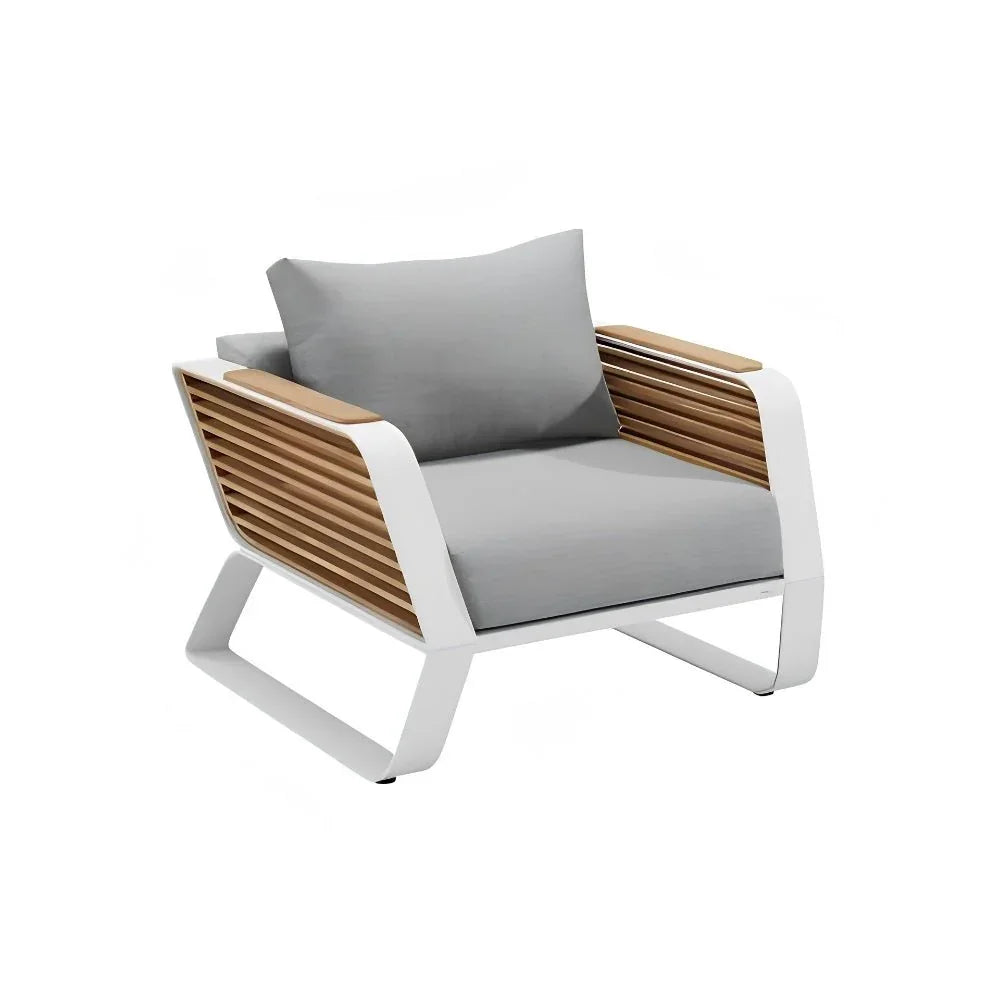 Higold Wing Gartensessel, modernes Design, Aluminium, Holz, grau, luxuriös für Outdoor Wellness