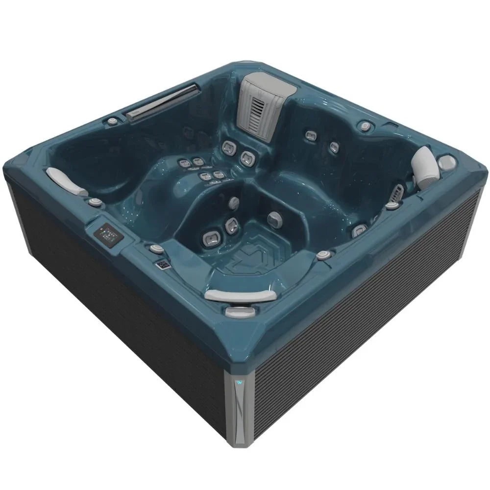 Wellis Atlas Life Outdoor Whirlpool, modernes Design, blauer Korpus, hochwertige Garten Wellness