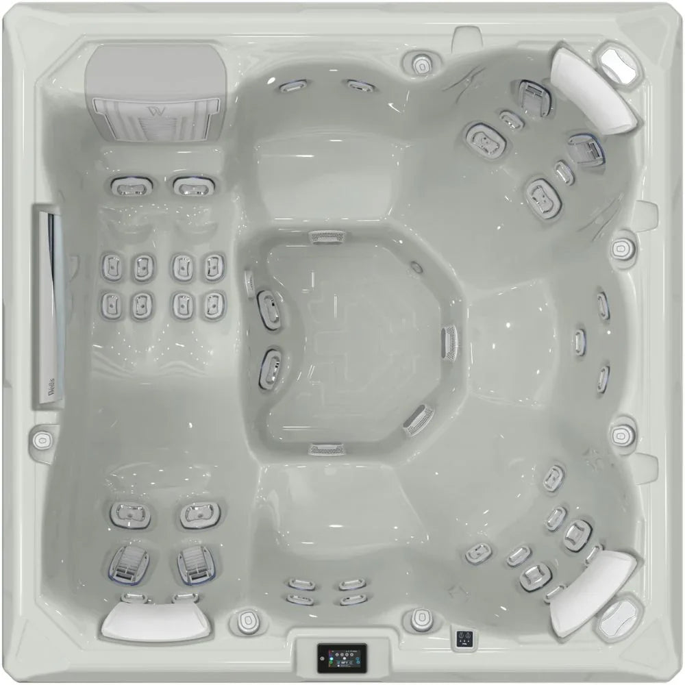 Wellis Outdoor Whirlpool, modernes Design, viele Massagedüsen, ideal für Garten oder Terrasse.