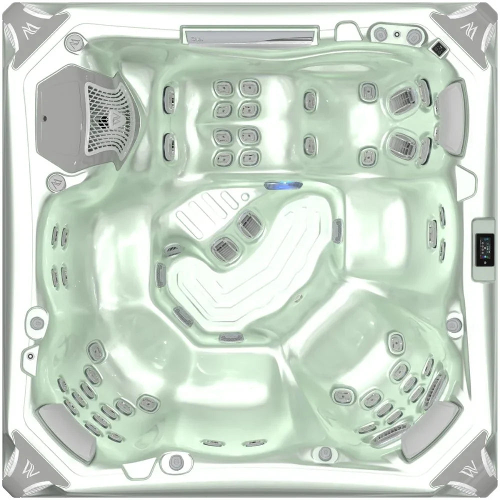 Wellis Kilimanjaro Outdoor Whirlpool mit Massage-Düsen, modernes Design, weißer Acrylkorpus