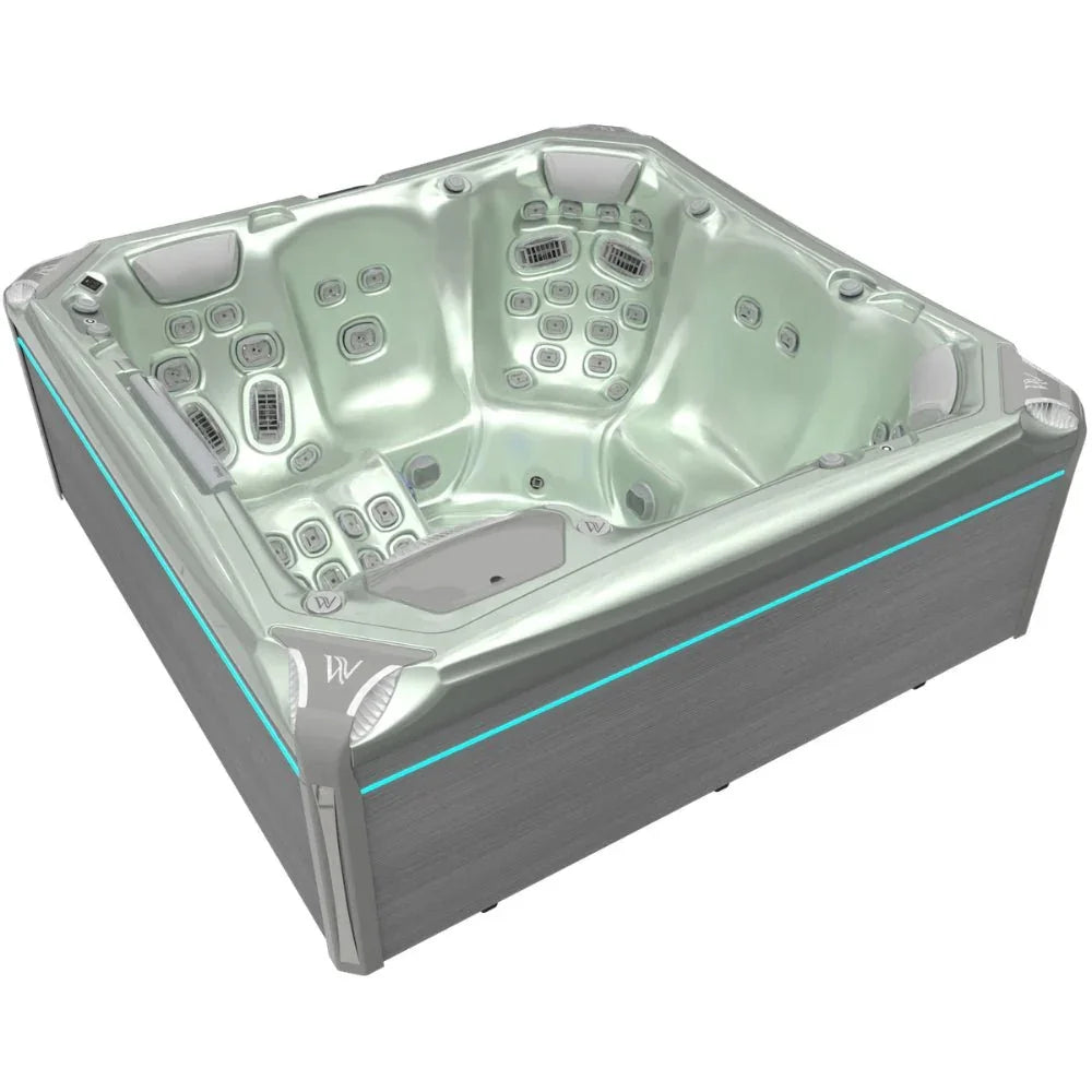 Wellis Kilimanjaro Outdoor Whirlpool, modernes Design, silberne Wanne, graue Verkleidung