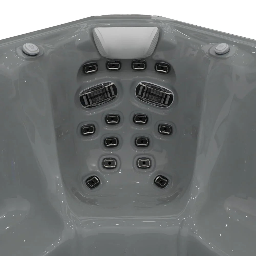 Detailansicht Wellis Kilimanjaro Whirlpool Sitz mit Massagedüsen, silbergrau, Outdoor-Spa-Design