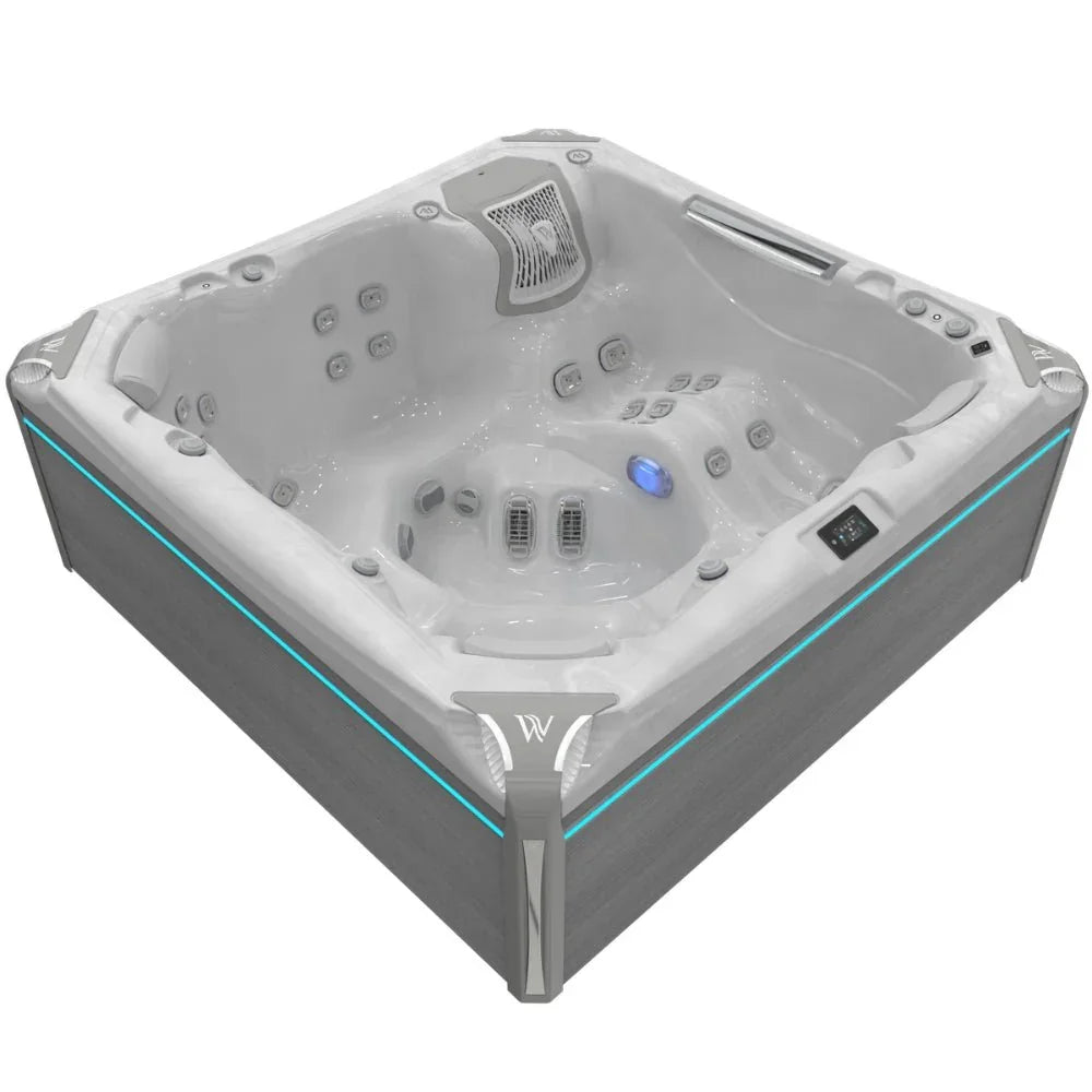 Hochwertiger Wellis Outdoor Whirlpool Kilimanjaro in Grau mit LED-Beleuchtung, modernes Spa-Design