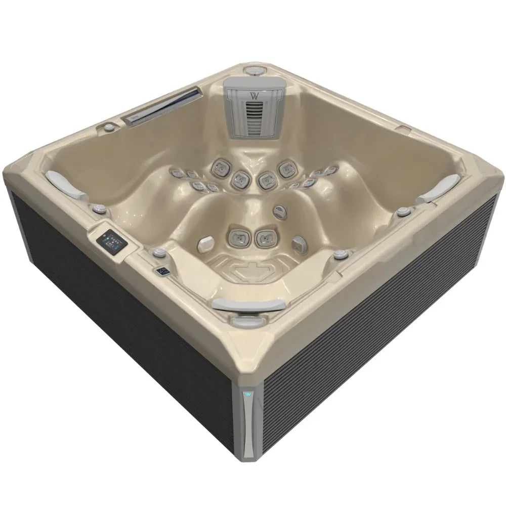 Wellis Makalu Life Outdoor Whirlpool in Beige mit moderner Massagefunktion, hochwertiges Design