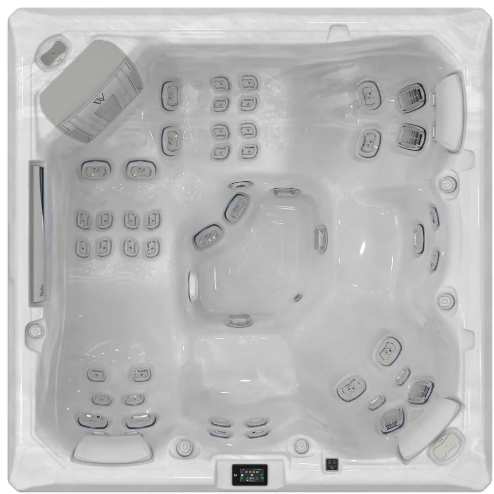 Wellis Makalu Life Outdoor Whirlpool in Weiß mit Massagejets, modernes Spa-Design