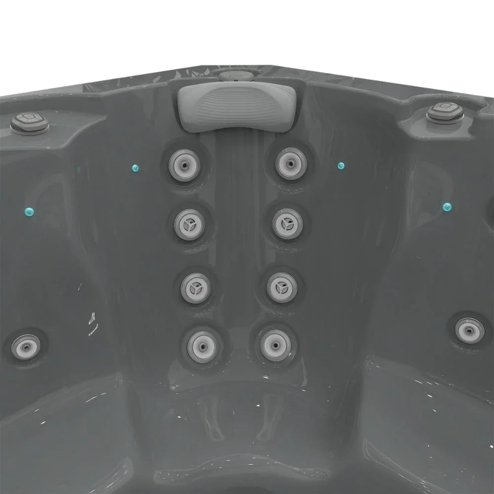 Detailaufnahme Wellis Outdoor Whirlpool Massagesitz in Grau mit Hydrojets für Garten Wellness