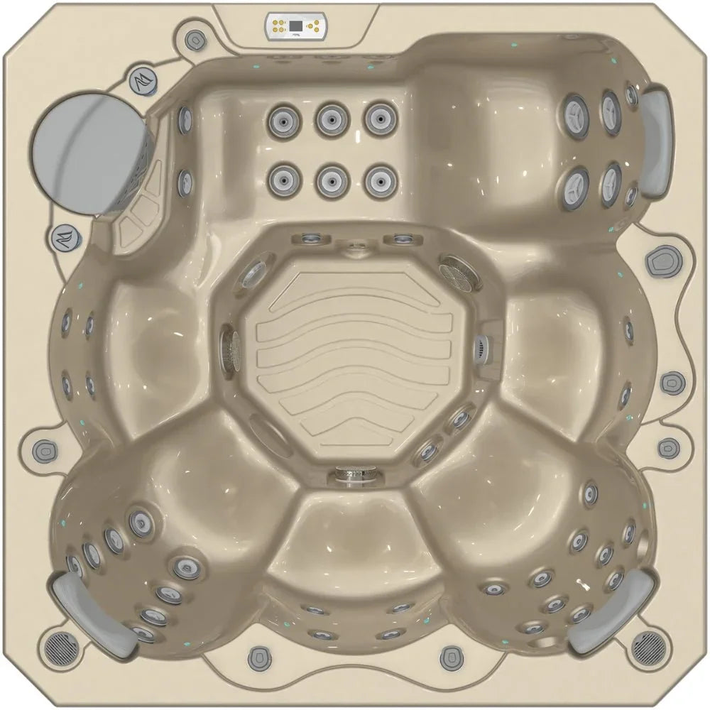 Wellis Whirlpool beige, modernes Outdoor-Design, mehrere Massagedüsen, für Garten oder Terrasse