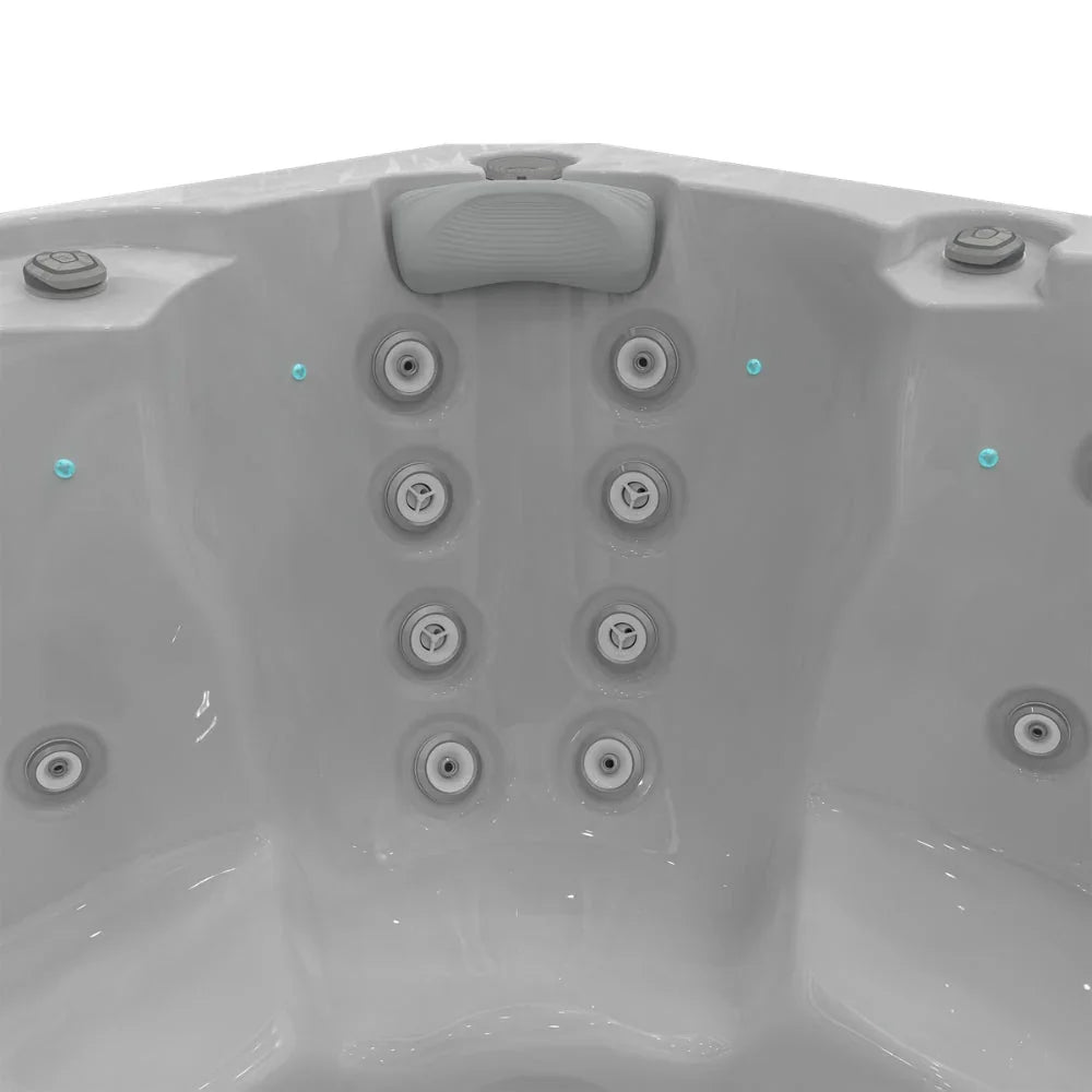 Hochwertiger Wellis Outdoor Whirlpool mit Massagejets, graue Acrylschale, modernes Design