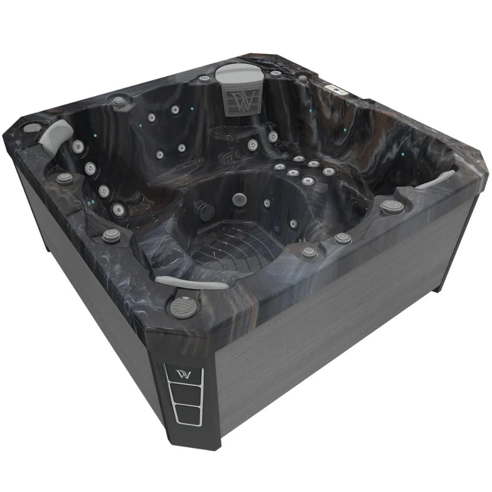 Wellis Outdoor Whirlpool in elegantem Design, grau-schwarz, ideal für Garten oder Terrasse