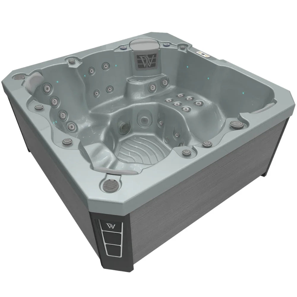 Wellis Outdoor Whirlpool Modell Prague, silbernes Design, für Garten und Terrasse, hochwertige Massagefunktionen