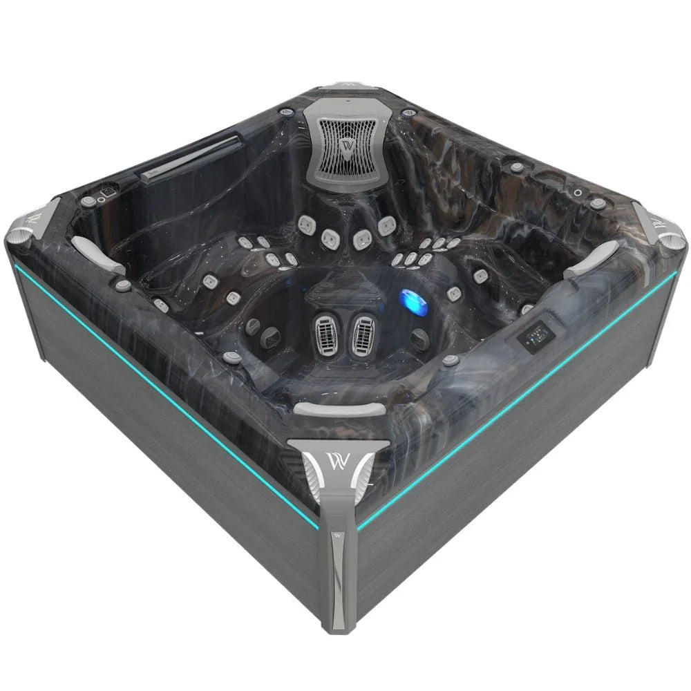 Wellis Everest Life Outdoor Whirlpool, luxuriöses Design in Anthrazit mit LED-Beleuchtung, geeignet für Garten oder Terrasse