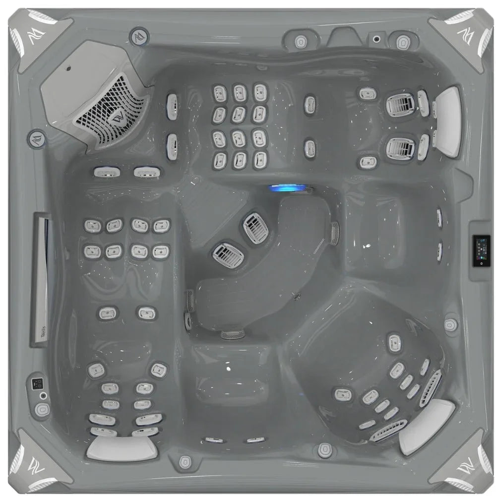 Wellis Whirlpool Modell Everest Life, grauer Outdoor-Whirlpool mit Massagedüsen, modernes Design