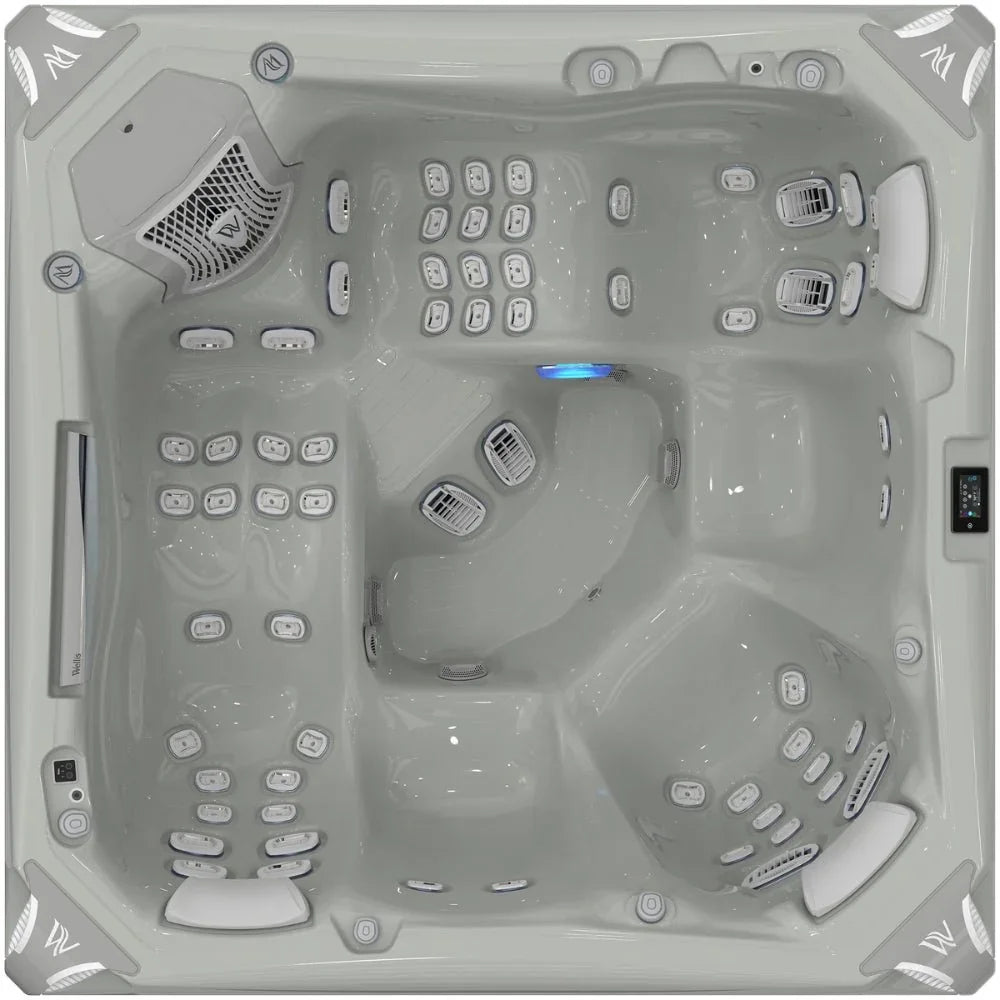 Wellis Everest Life Whirlpool, luxuriöser Outdoor Whirlpool mit zahlreichen Massagedüsen, silbergrau