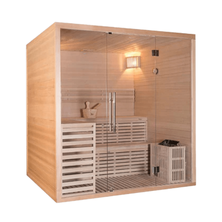 Wellis Serenis Finnische Sauna für 4 Personen – hochwertiger für Garten & Terrasse – New Wave Spa & Wellness