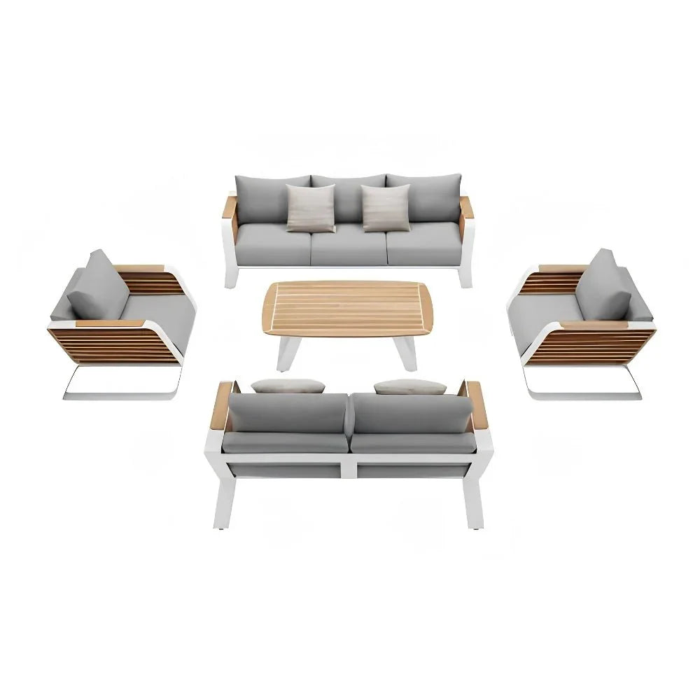 Higold Luxus Loungeset XL aus Aluminium und Holz, modern für Garten oder Terrasse, Outdoor Designmöbel