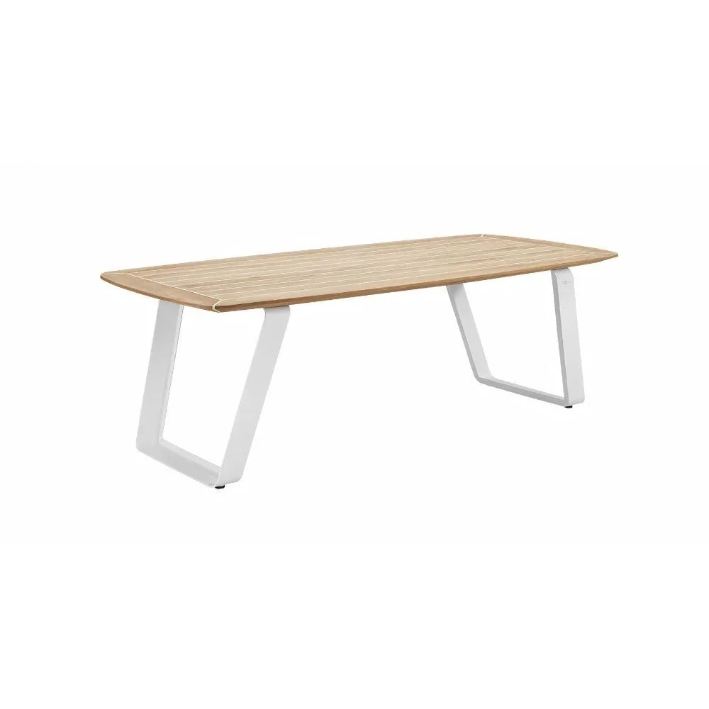 Higold Luxus-Esstisch für Garten, modernes Design, robustes Holz und weißes Aluminium
